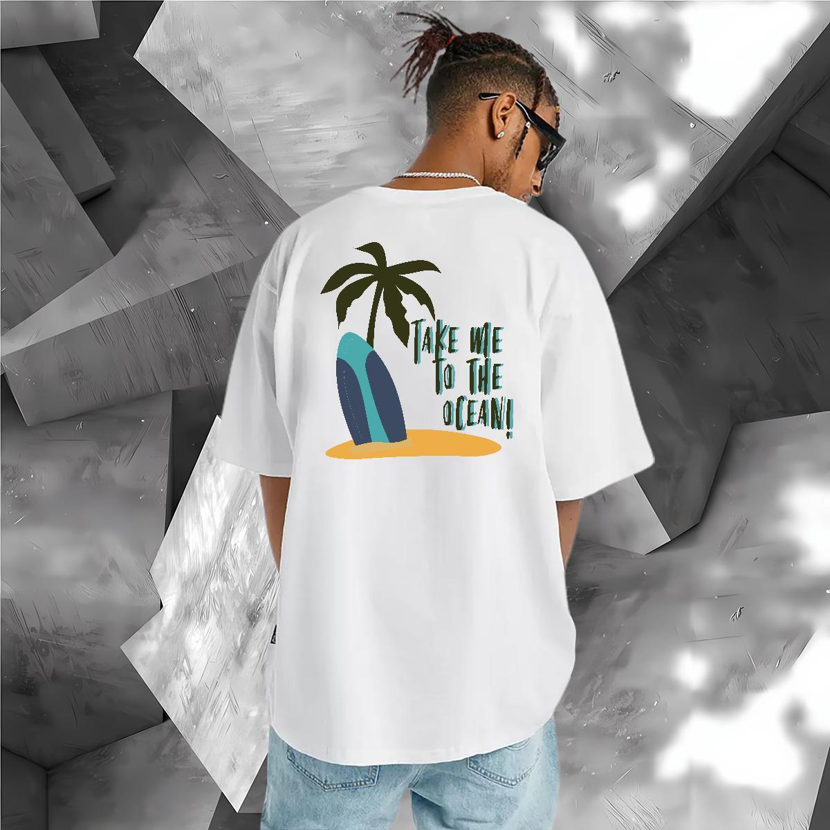 High Quality T-Shirts for Men 230g 100% Cotton sea Outdoor Floral Print O Neck Short Sleeves Tshirts Fashion New Polos
