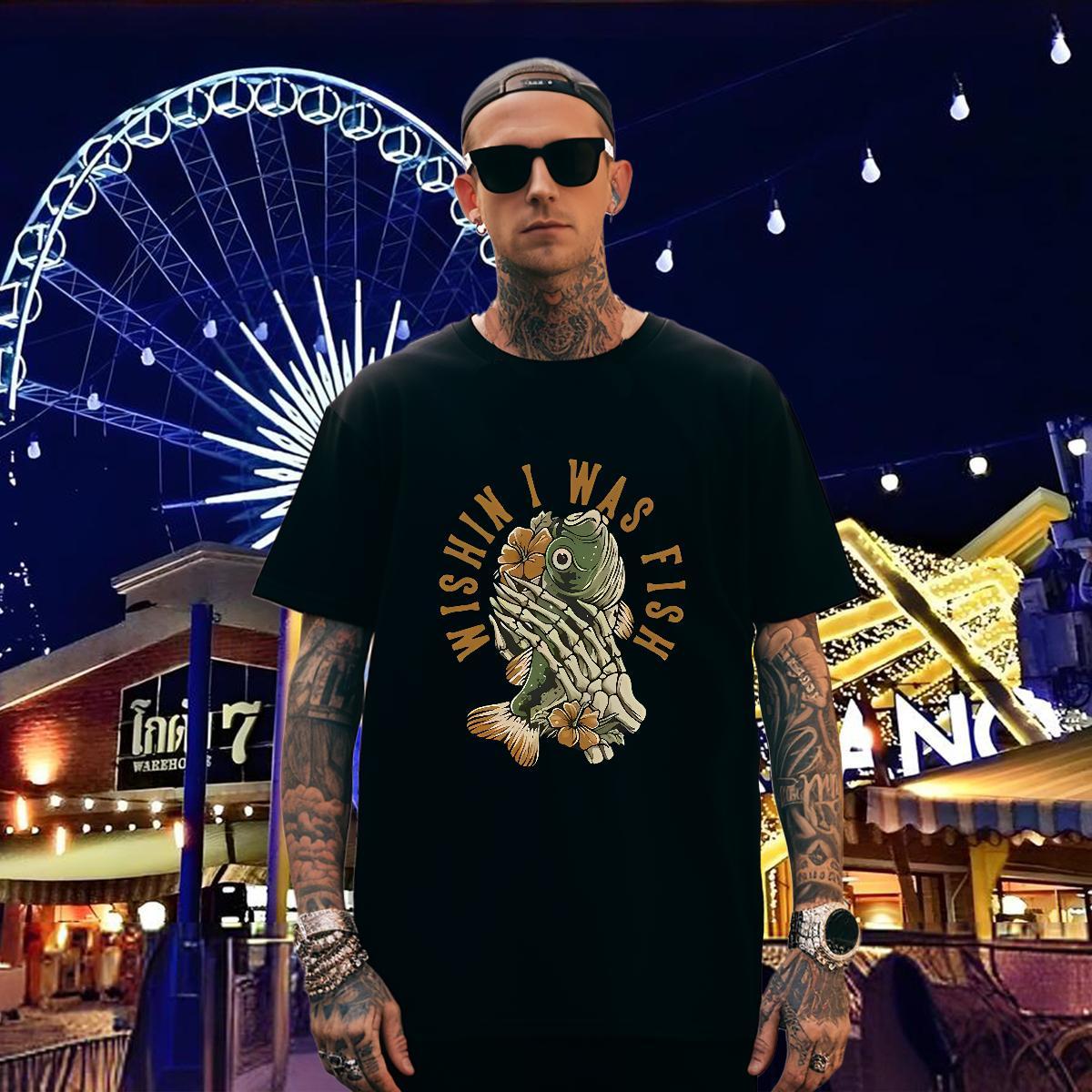 Popular Mens T Shirts 230g Cotton skull Hip Hop Custom Printed Breathable Short Sleeve Couples T Shirts Factory Direct Tshirts