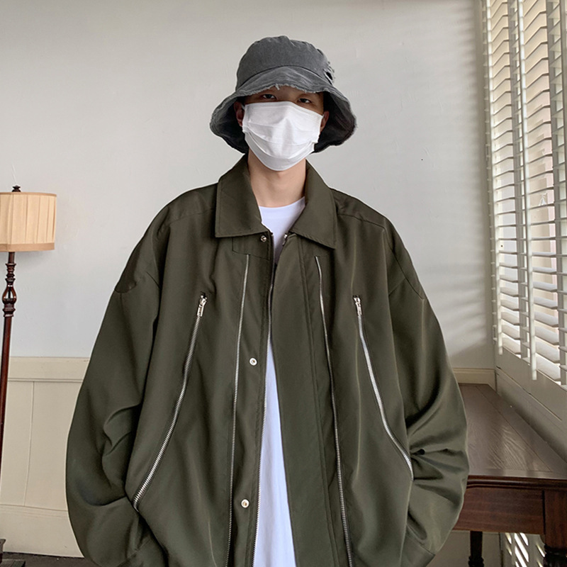 American Functional Style Pilot Jacket Mens Spring and Autumn New Zipper Jacket Loose Trendy Style Workwear Baseball Uniform