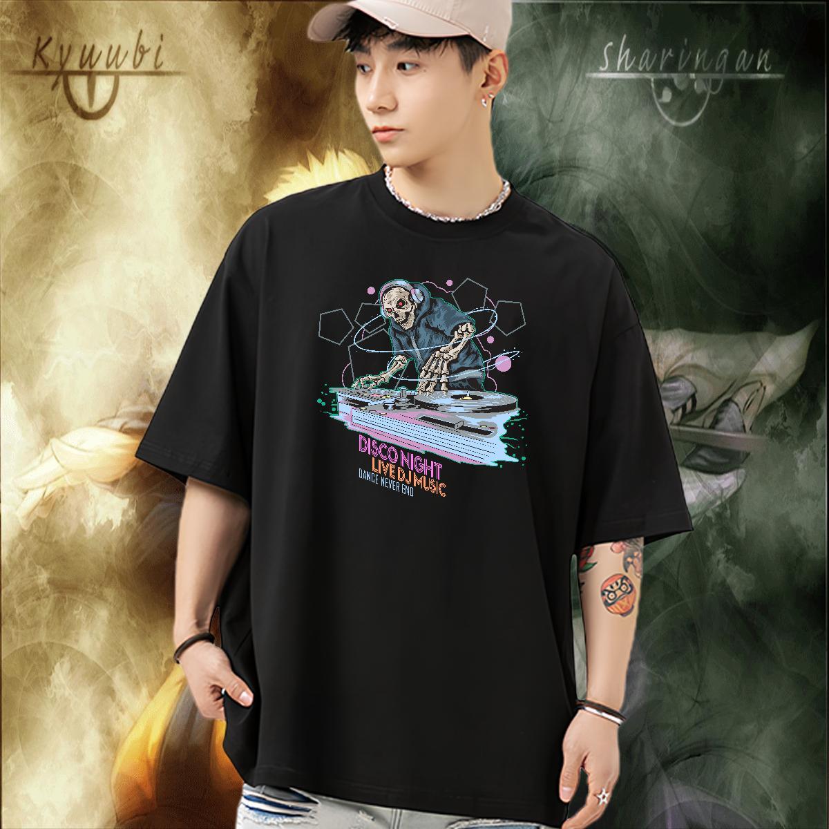 Unisex T Shirts Men 230g Cotton skull Sport DIY Printed Breathable Soft Men Clothes T-Shirt New Designer Tees