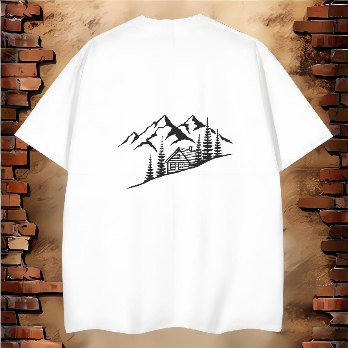 Comfortable T Shirts Men 230g Pure Cotton mountains Hip Hop Street DIY Printed Breathable Tshirts Custom Tops