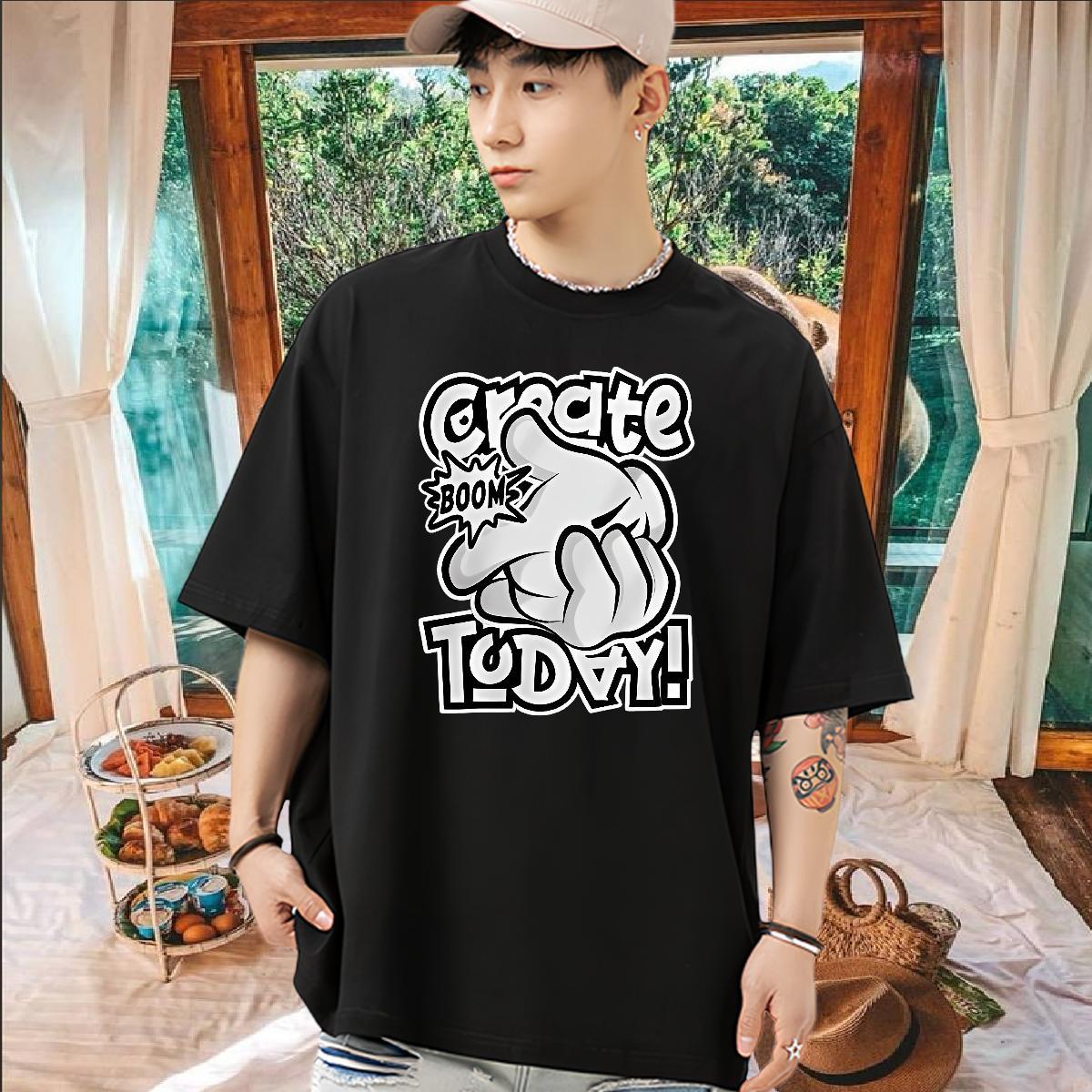 Wholesale Mens T Shirts 100% Cotton 230g hands Home Outdoor Custom Printed O Neck Short Sleeves Men Tops Tees 2024 New Wear