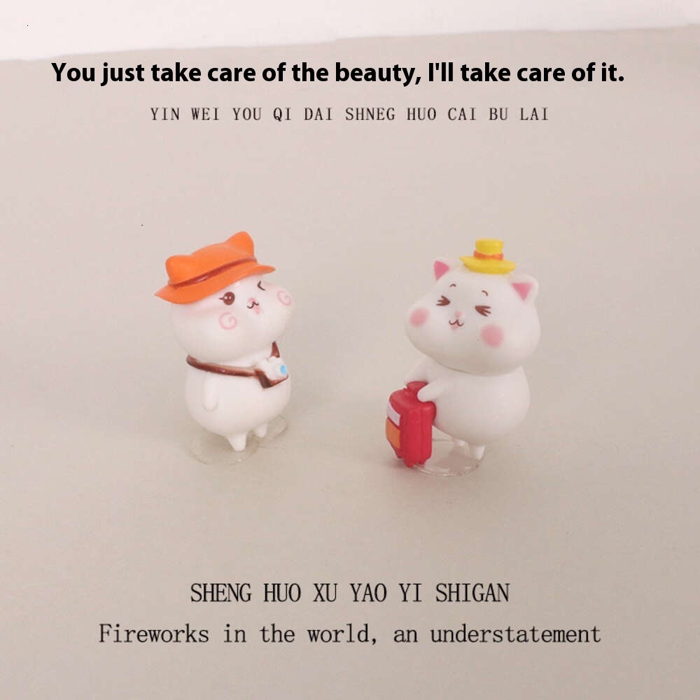 Cute Small Kitten Figurine Artwork - Fun Desk Accessory with Detailed Features
