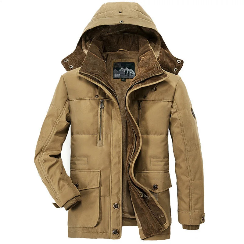 Good Quality Male Fit Winter Coats Multi-pocket Cargo Jackets Men Long Winter Coats Down Jackets Hooded Casual Warm Parkas 7XL 240823CJ