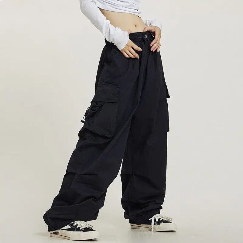 Mens Spring and Autumn Solid Color Elastic High Waist Pocket Casual Preparatory Style Zipper Drawstring Boyfriend Pants 240823