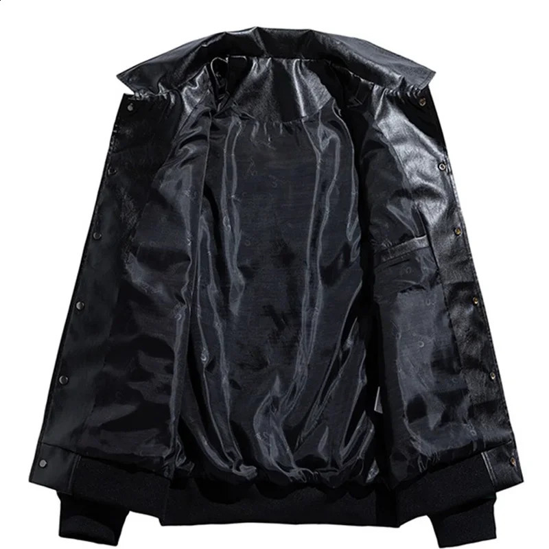 Mens PU Leather Motorcycle Jacket Hip Hop Flocked Embroidery Windproof Bomber Jackets Fashion Oversize Coat Couple Streetwear 240822
