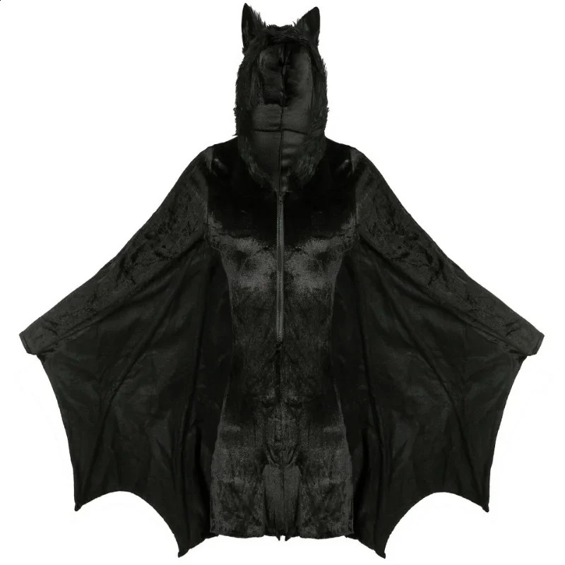 Halloween Devil Black Spider Costume Adult Horror Short Cobweb Gothic Batwing Sleeve Womens jumpsuit 240823