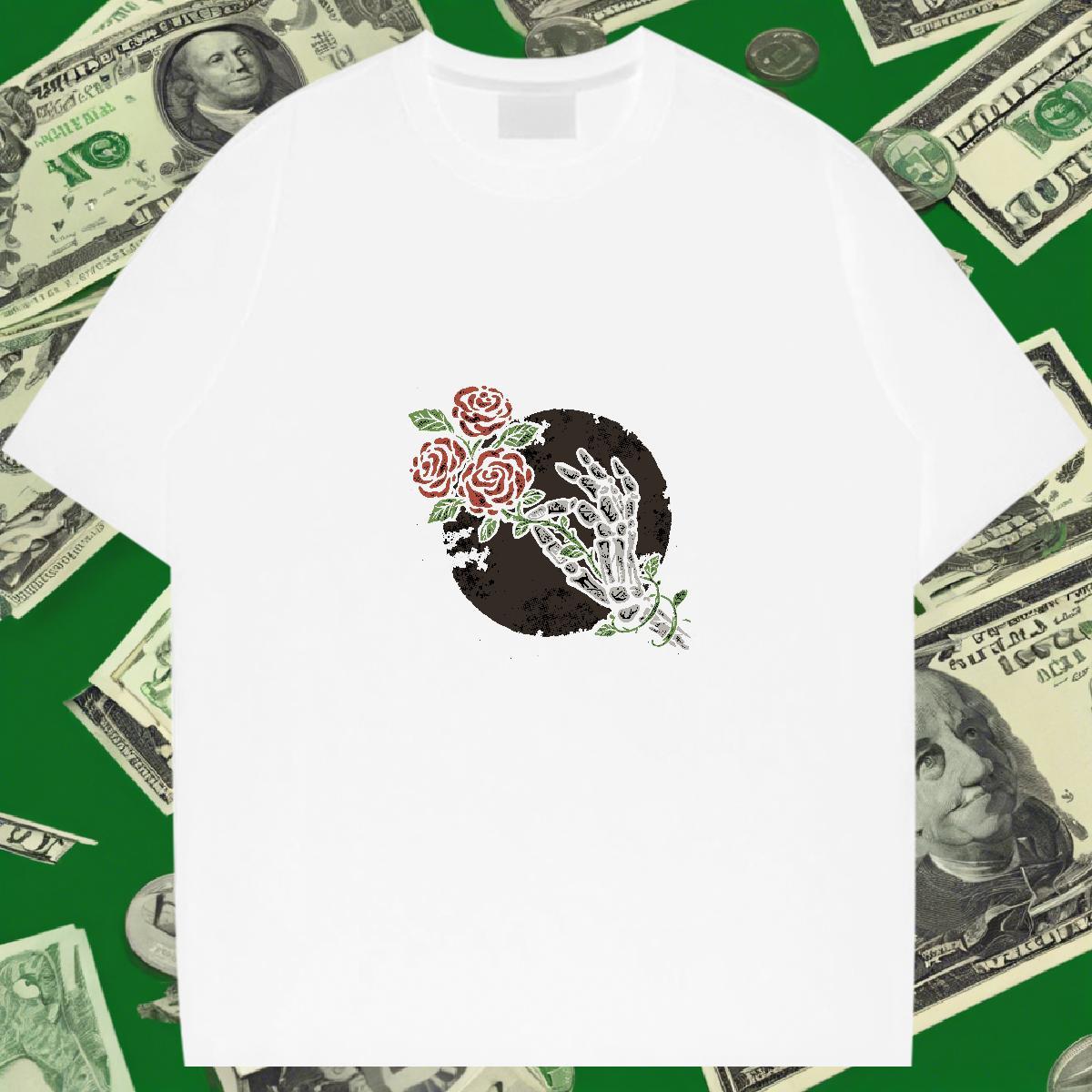 Loose Man T Shirts 100% Cotton 230g skull Street Wear Custom Printing Breathable Short Sleeve Tshirt for Man Woman Customized Clothings