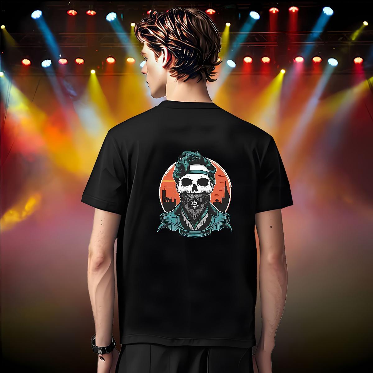 Comfortable Men T Shirts 230g Pure Cotton skull Casual Beach DIY Printed Breathable Short Sleeve Men Tees 2024 Tees Shirts