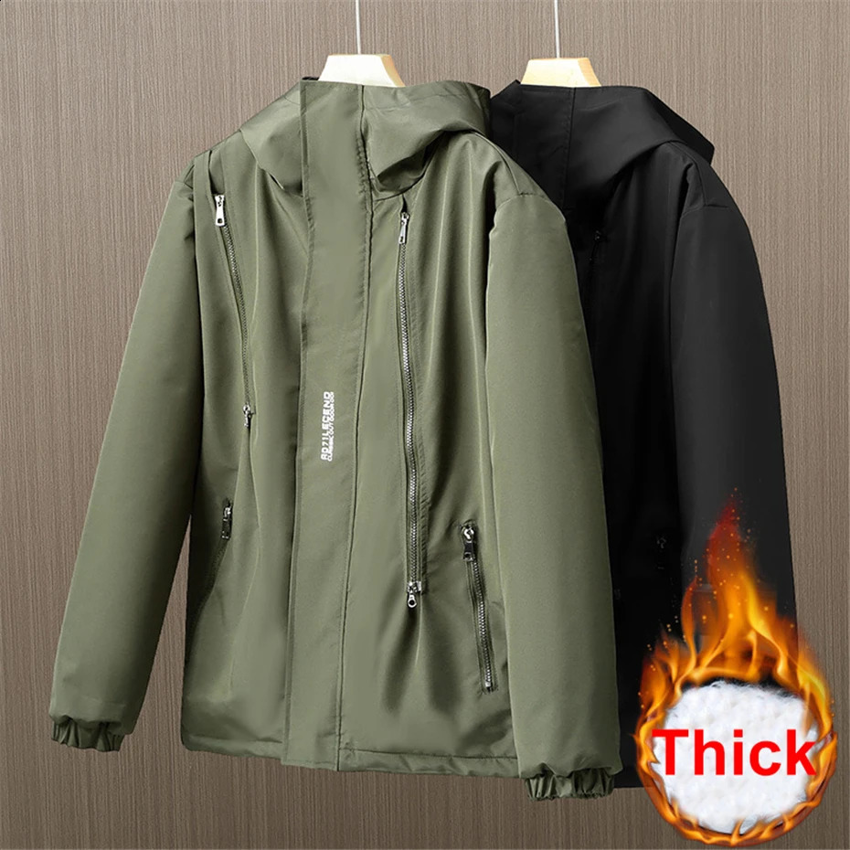 Black waterproof Parkas mens winter warm thick windproof jacket Plus size 10XL 12XL camping large 240822