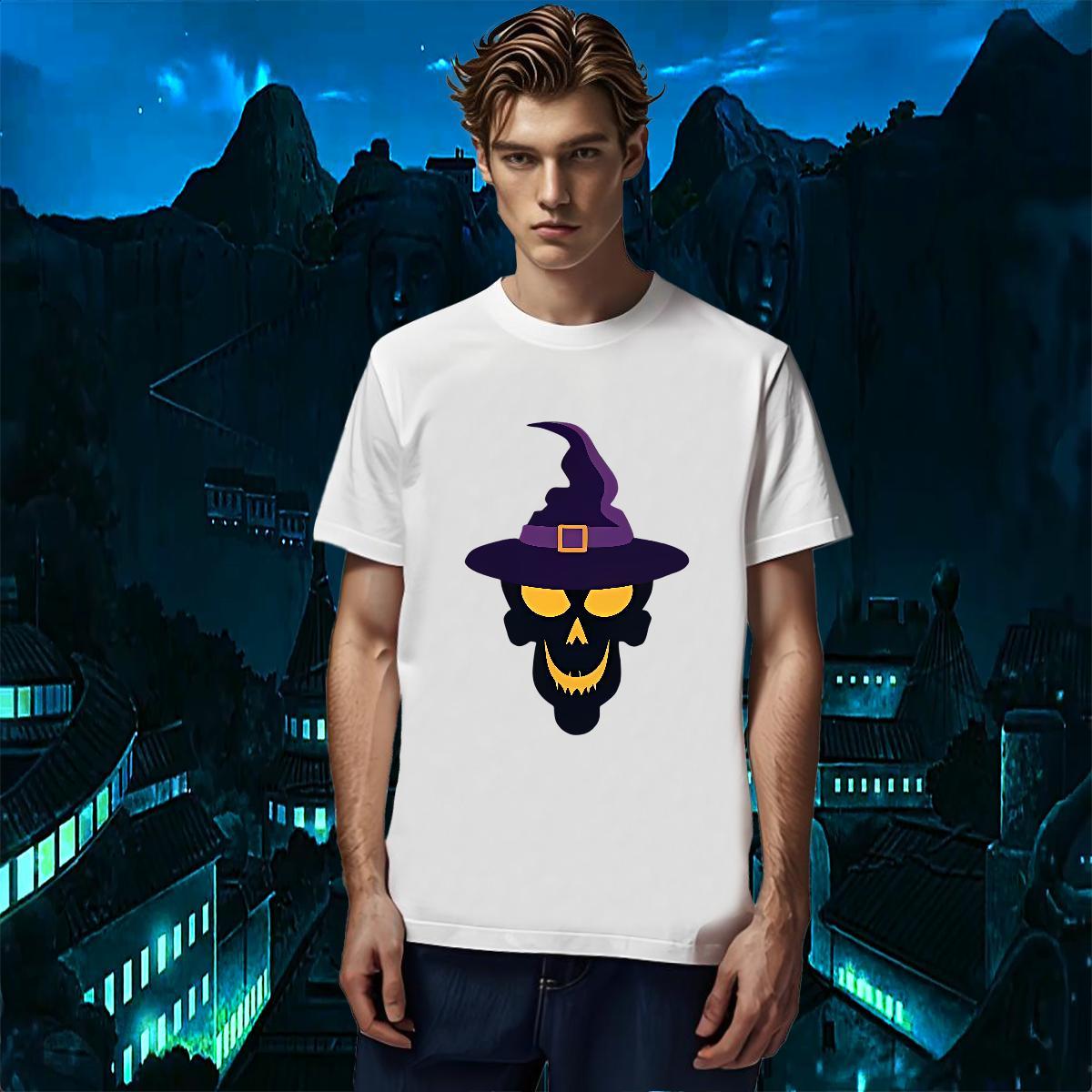 Loose Fit T shirt 230g Pure Cotton skull Home Outdoor Anime Short Sleeve O-Neck Men Tees Casual New Tees Shirts
