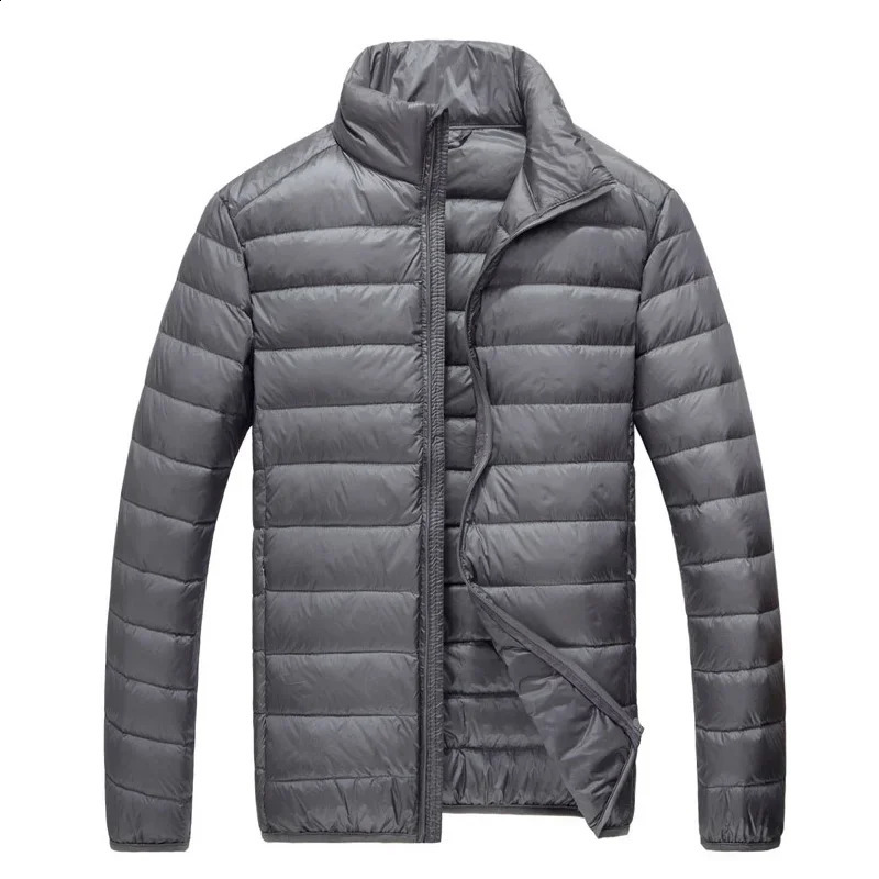 Sinton Mens Ultra Light White Down Jacket Thin Bracket Collar Solid Color Simple Autumn Coat 240822