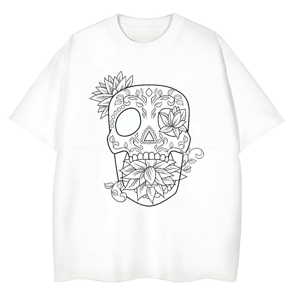 Cool T shirt 230g Cotton skull Street wear Hip Hop Customized Breathable Couples T Shirts Fashion Design Clothes