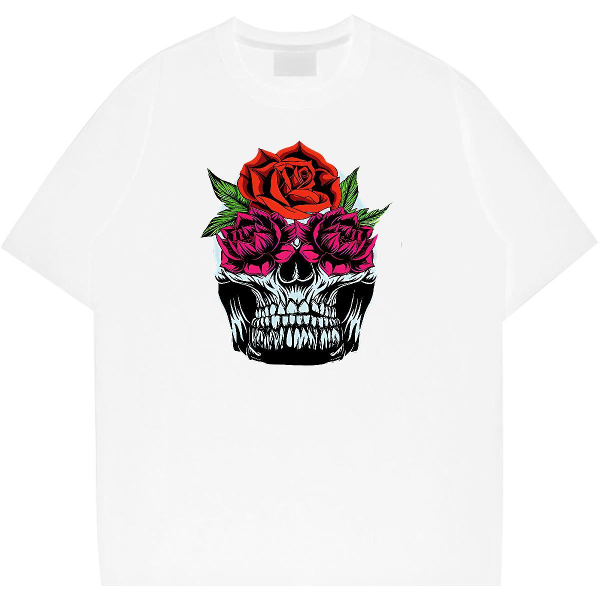 TOP Quality T Shirts Men 230g Cotton flower Street Casual DIY Logo Oversized Crew Neck Breathable Men Tops Tees Fashion Design Tshirts