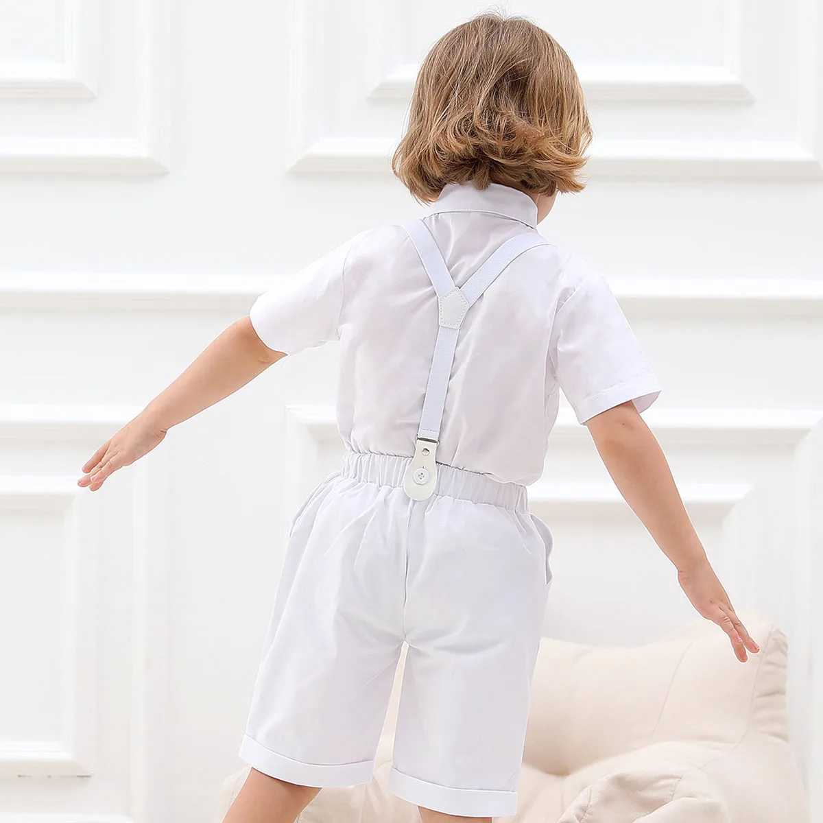Boy Christmas Set Preschool White Baptist Baby Wedding Dress Set Baby Gentleman Birthday Short Sleeves 2PCS W240823