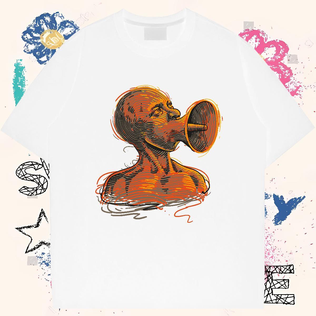 Popular Man T Shirts 100% Cotton 230g ET High Street Hip Hop Floral Print Breathable Short Sleeve Men Tops Tees Classic Polos