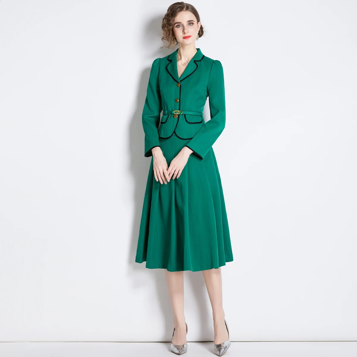Womens Spring jacket Fashion Single Breasted Slim Fit Small Blazer Coat Vintage Female OuterwearSkirt Suit Two Piece Sets 240823