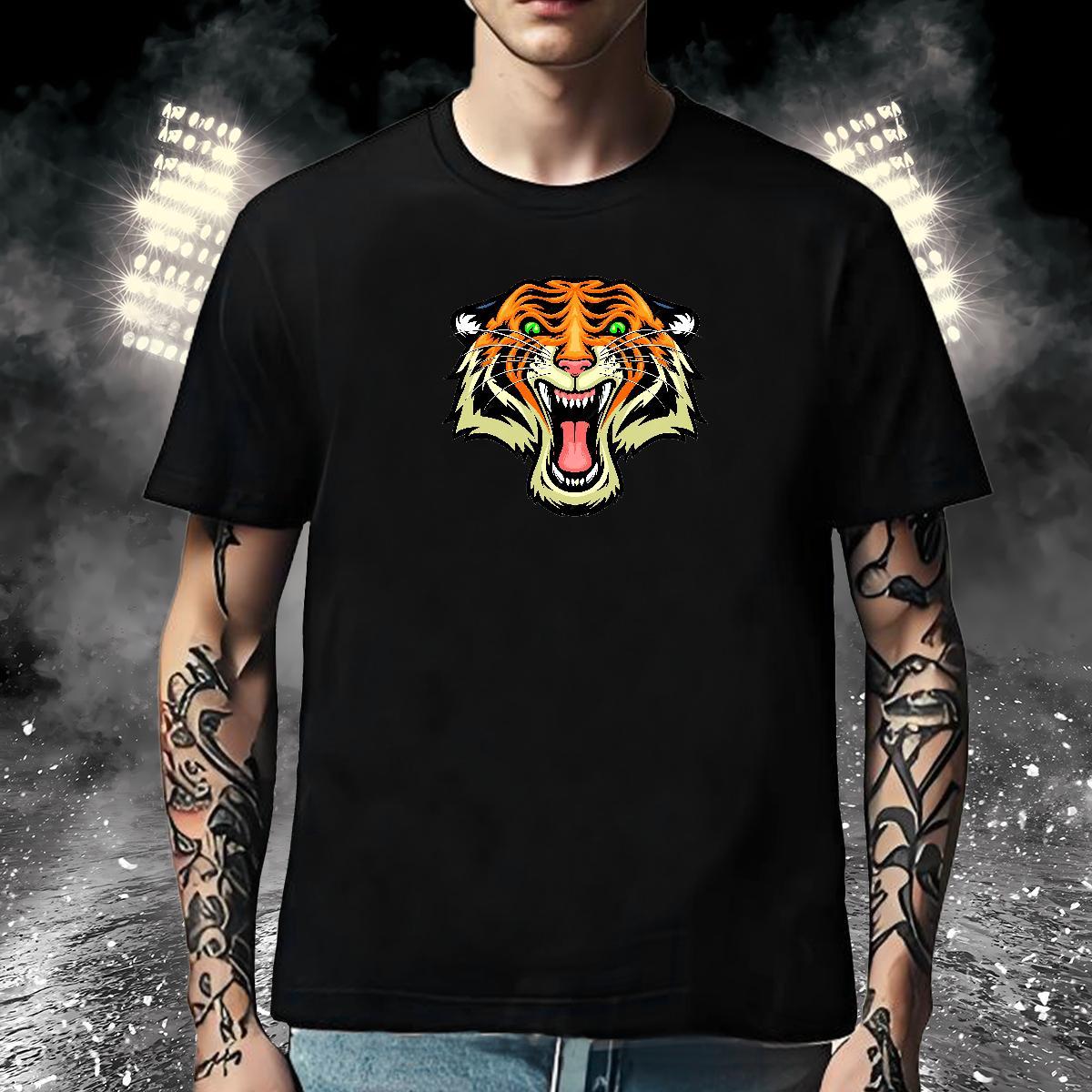 Cool Design T-Shirts 230g Pure Cotton tiger Spring Summer Custom Anime Breathable Crew Neck Men Tees Stylist Clothes