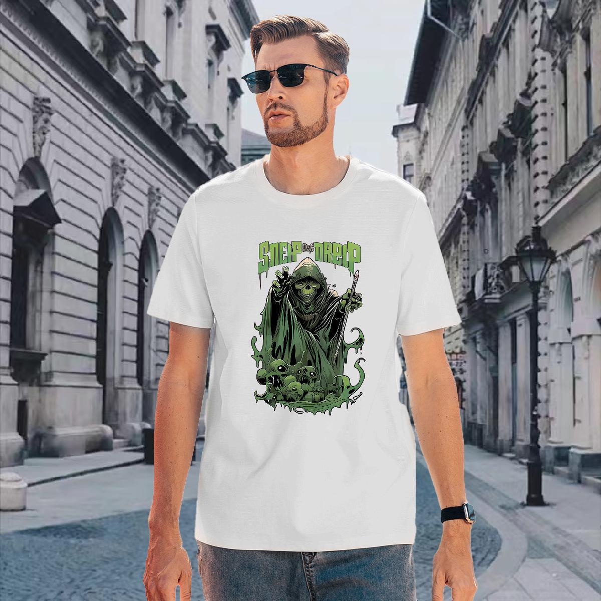Popular T-Shirts 100% Cotton 230g skull Casual Beach Plus Size Cartoon Breathable Short Sleeve Men Tops Tees 2024 New Clothes