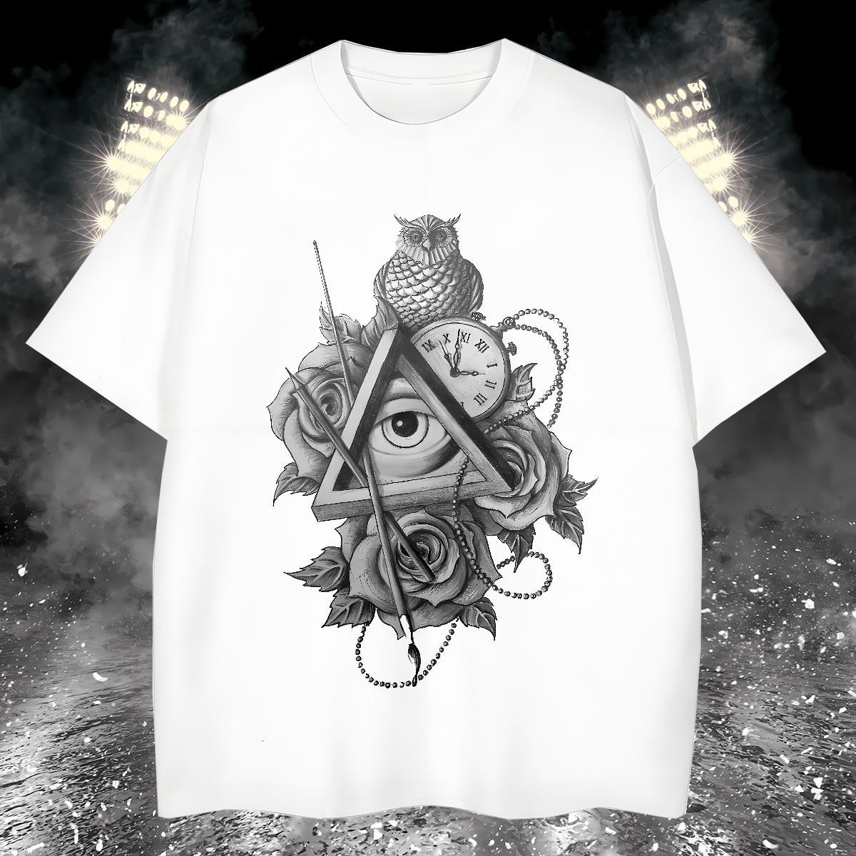 High Quality T Shirts Men 230g 100% Cotton eye of the devil Daily Wear Customized Print O Neck Short Sleeves Couples T Shirts Designer Tops