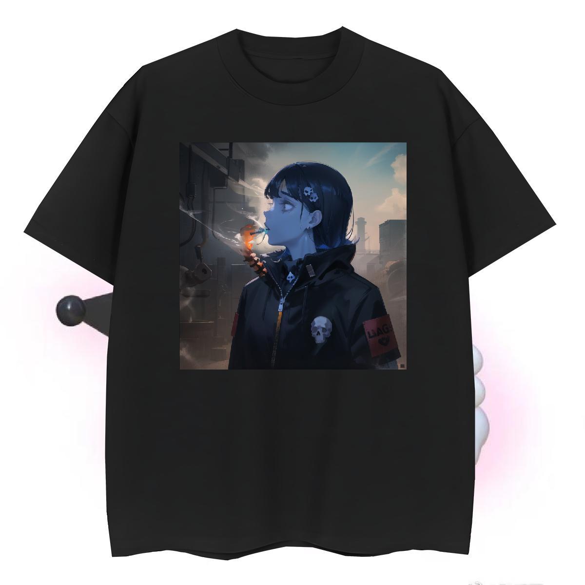 Free Shipping T shirt 230g 100% Cotton skull Daily Outfit Black White Breathable Short Sleeve Men Tops Tees Wholesale Polos