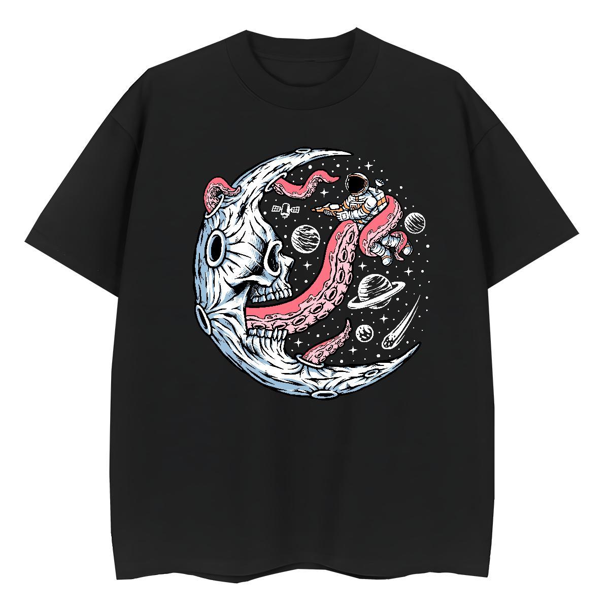 High quality Women Tees 230g Cotton spaceman Casual Daily Wear Women T Shirts Breathable Crew Neck Anime Tshirts