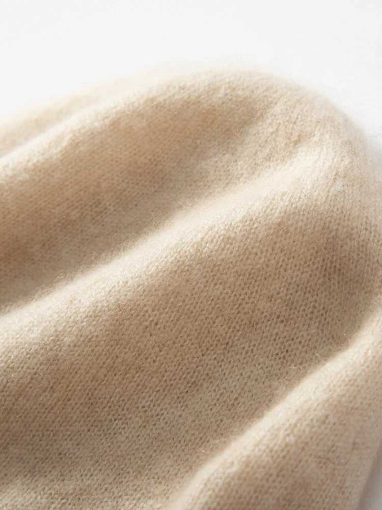 100% Cashmere 2-Layer Beanies Solid Knitted Hat Unisex Hat Mens New Year Special Offer Basic Soft Womens Warm Hair Hat W240822