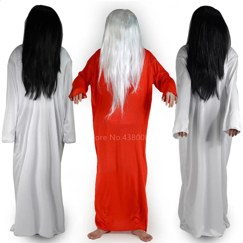 Adult Halloween female cosplay costume horror ghost mountain village Sadako Oort carnival party zombie witch wig dress cross set 240823