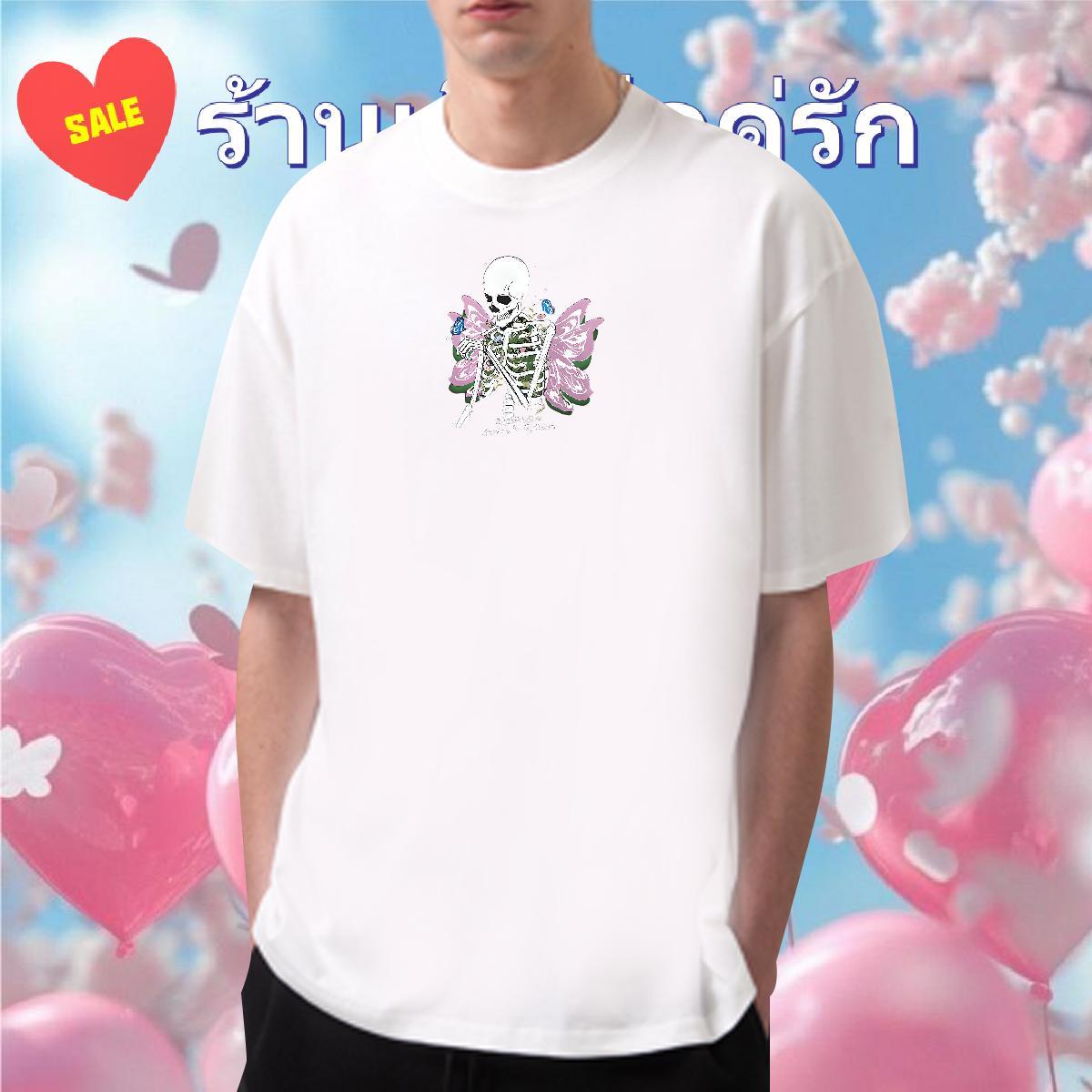 Wholesale T shirt 230g Pure Cotton skull Street wear Hip Hop White Plus Size Breathable Soft Men Tops Tees Designer Fashion Tops Shirt