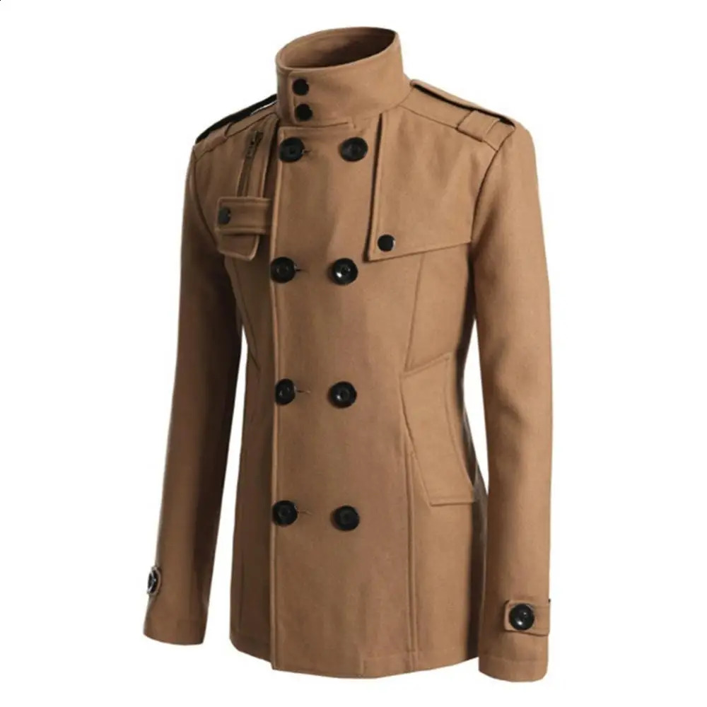 Ultra thin mens double chest pocket jacket long sleeved wool autumn collar Ele-choice M-3XL autumn collar 240829