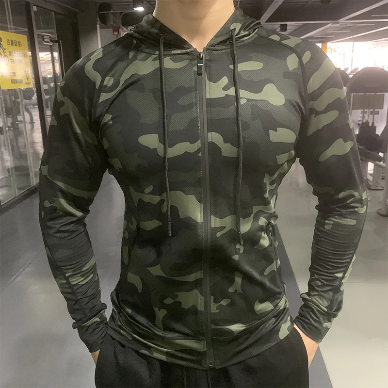 Mens outdoor sports jacket hooded sweatshirt quick drying suitable for long sleeved tops with hood mens running sweater casual 240822