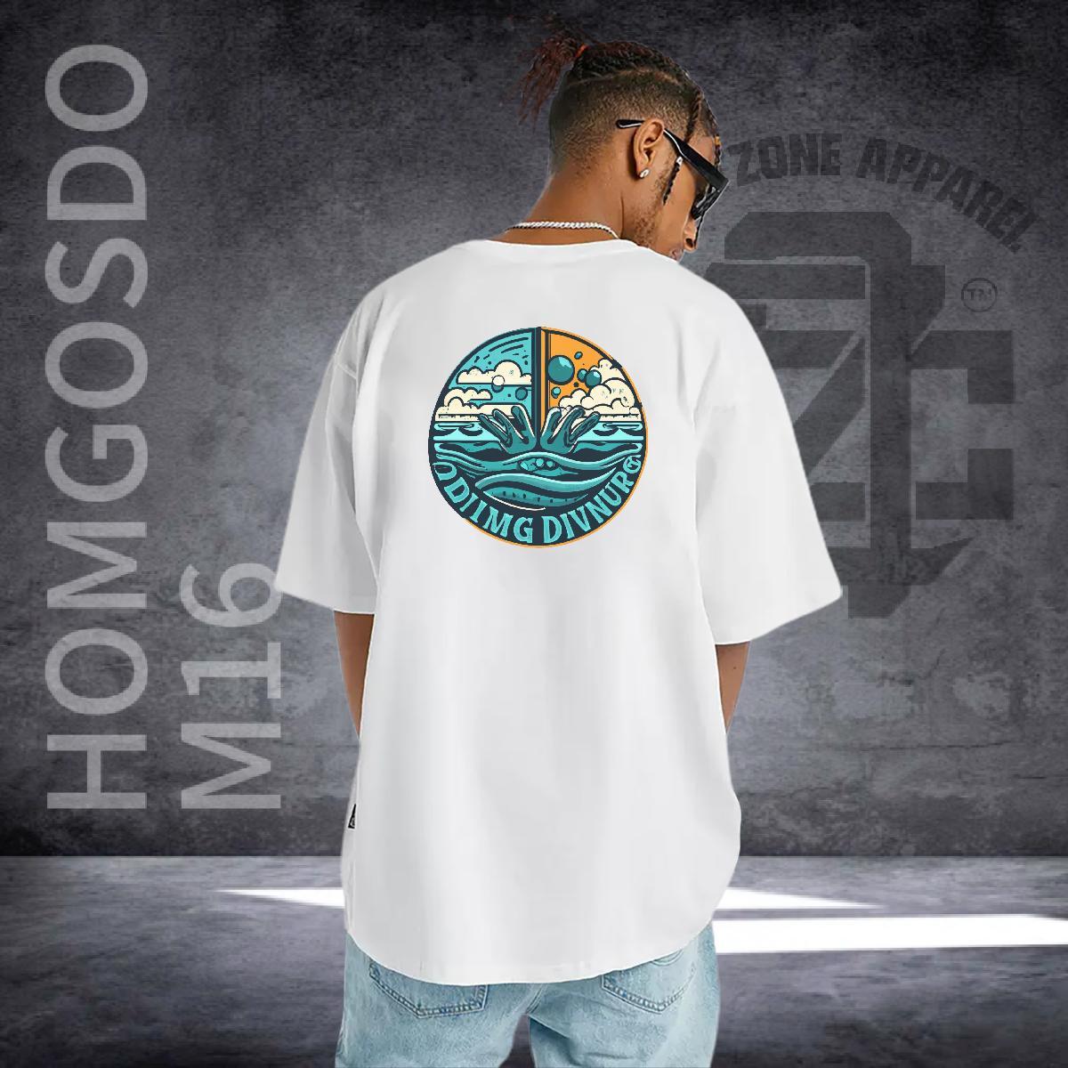 Free Shipping Men T Shirts 100% Cotton 230g beach Casual Beach Cartoon Print Short Sleeve Soft Men Tees New Wear
