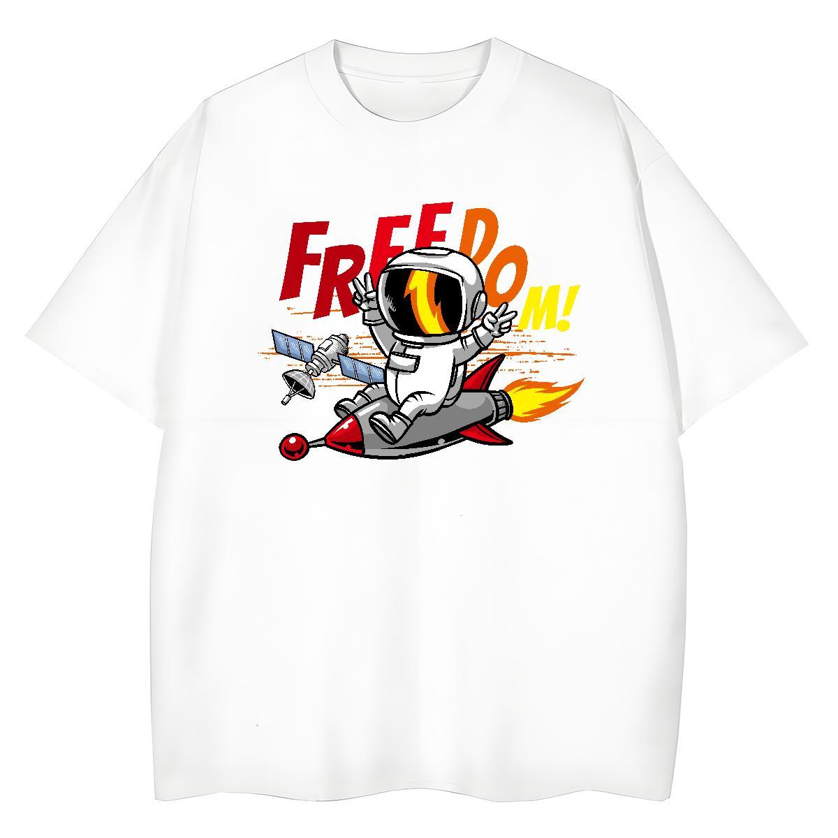 Lady Unisex Tshirts 230g Pure Cotton planet Spring Summer Womens T Shirts Breathable Soft Oversized L-4XL Top Tees