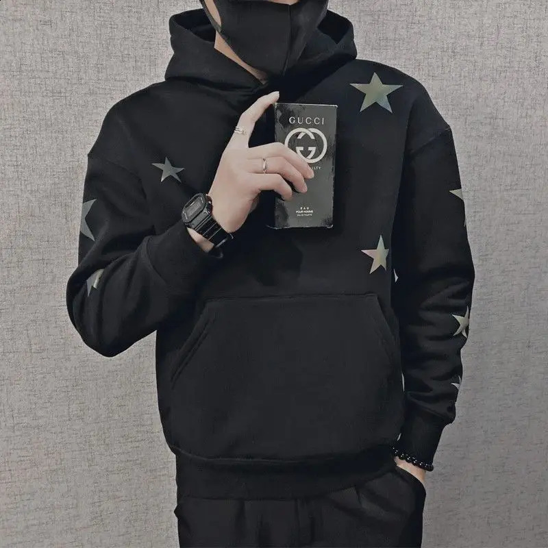 Hooded Hoodie Mens Korean Style Trend Spring and Autumn Clothes on Top Winter Outfit Handsome Thick Coat Top 240823
