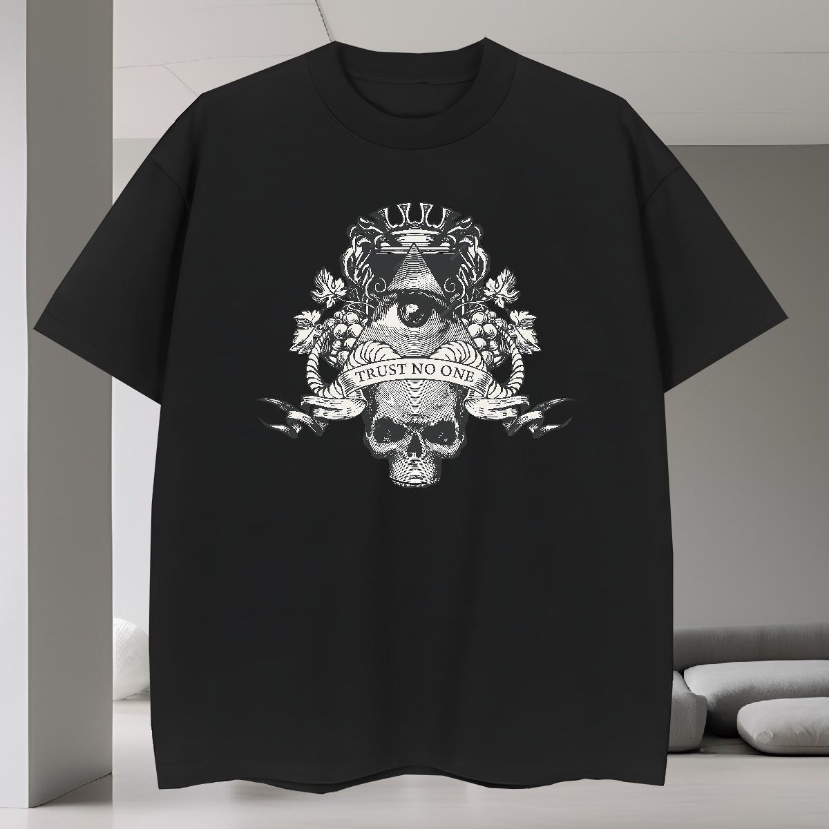 TOP Quality T-Shirts 230g 100% Cotton eye of the devil Street Casual Anime Print O Neck Short Sleeves Men Tops Tees DIY Customized Top Tees