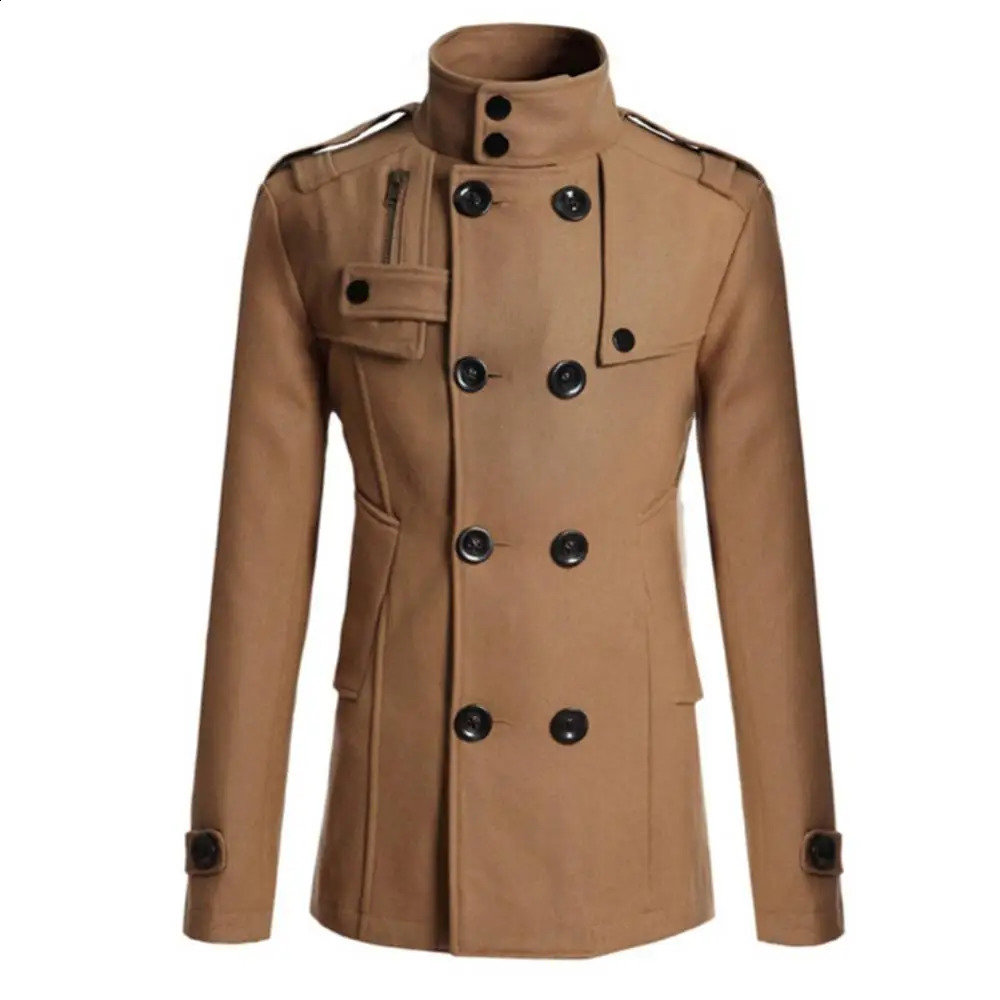 Ultra thin mens double chest pocket jacket long sleeved wool autumn collar Ele-choice M-3XL autumn collar 240829