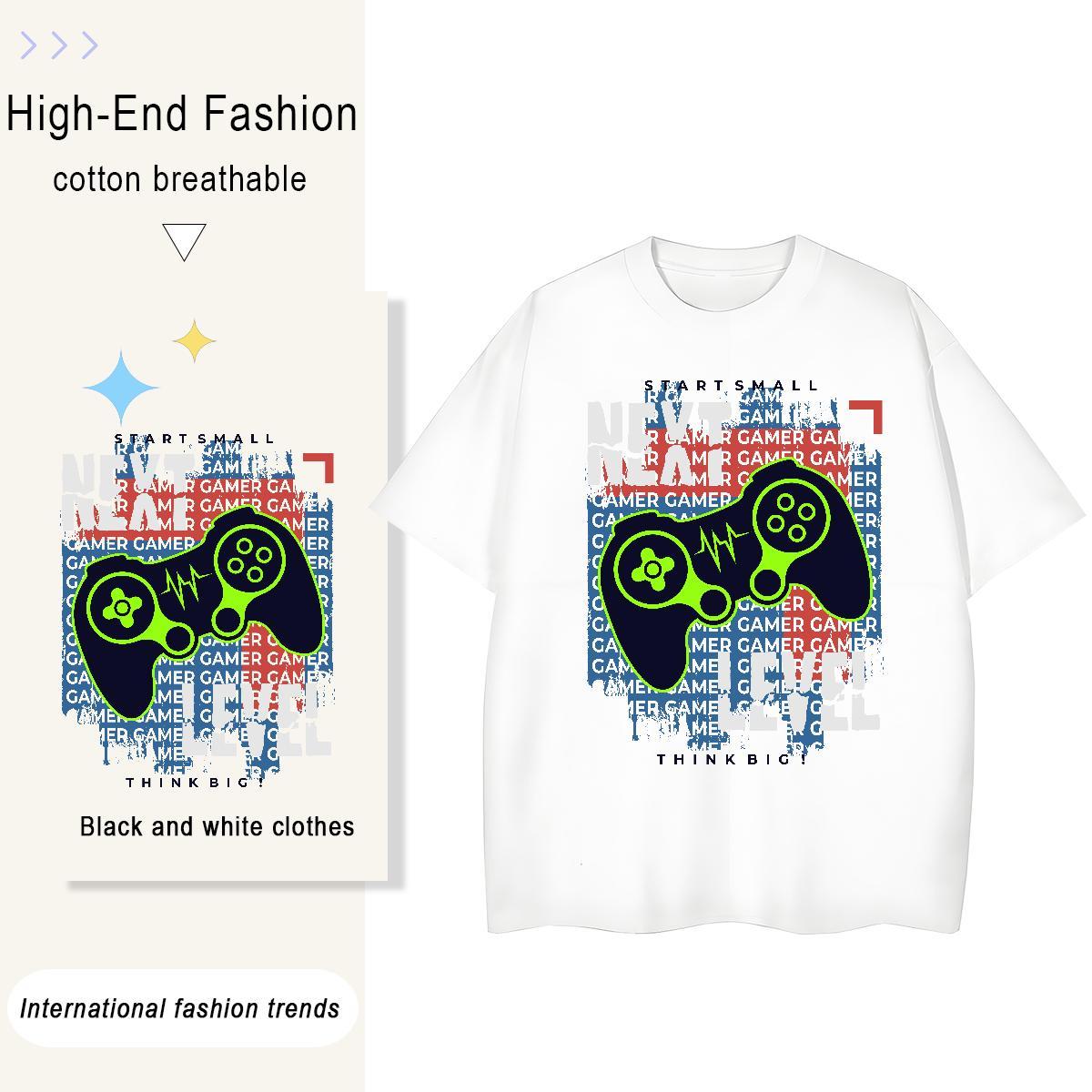 Nice Women Tshirts 230g Pure Cotton game Sports Casual T-Shirts Crew Neck Breathable Cartoon Floral Printing Wear