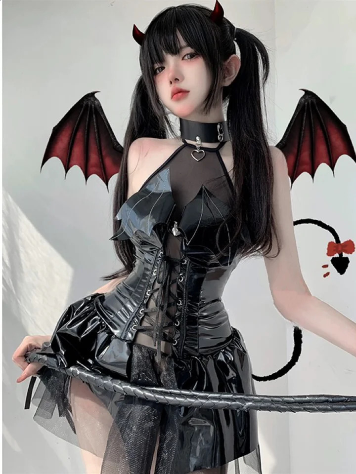Dark Witch Hollow Sleeveless Christmas Costume Devil Game Dress Bandage Sexy Underwear Uniform Halloween Costume 240823