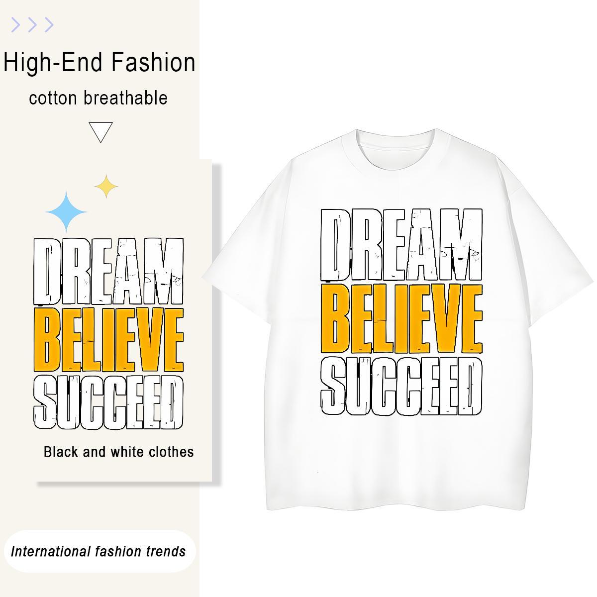 Loose fit Womens Tshirts 230g Pure Cotton letter Daily Outfit T-Shirts Breathable Soft Cartoon Printing L-4XL Tops