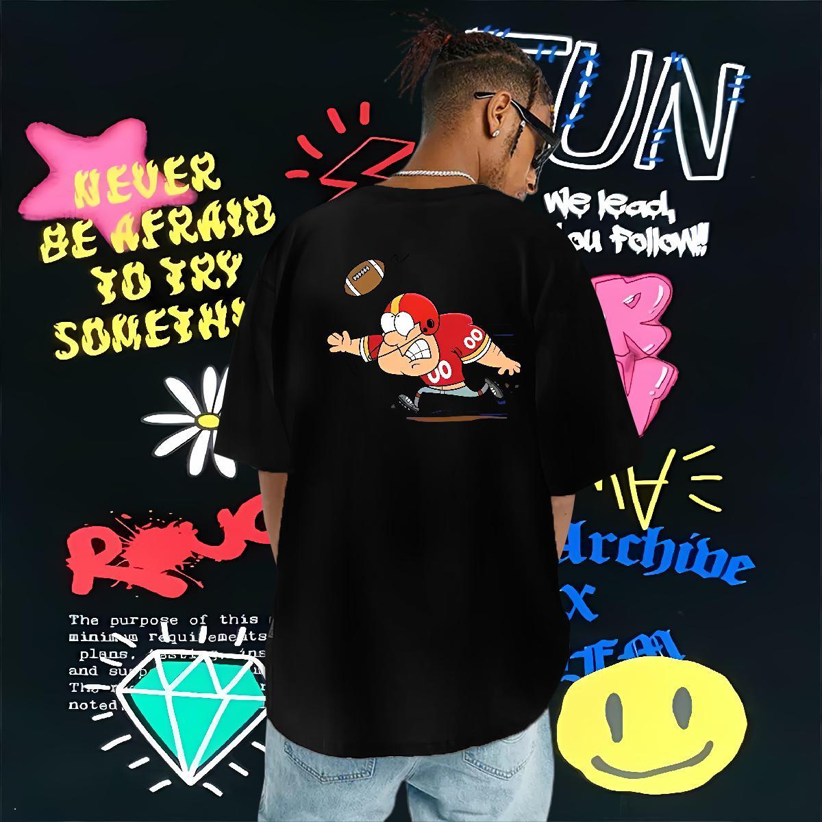Free Shipping T-Shirts 100% Cotton 230g rugby Summer Casual Plus Size Cartoon O-Neck Short Sleeve Tshirt for Man Woman Classic Casual Wear