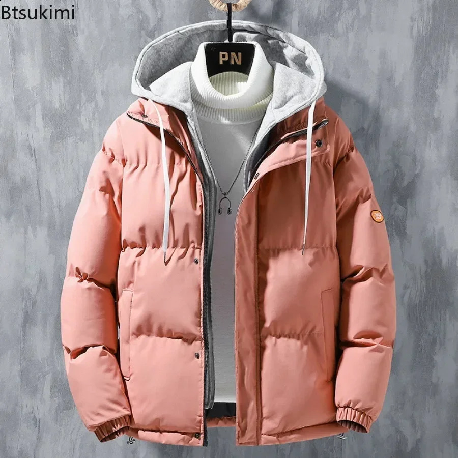 mens casual thick wool warm hooded Parkas jacket autumn waterproof pocket Parka 240822