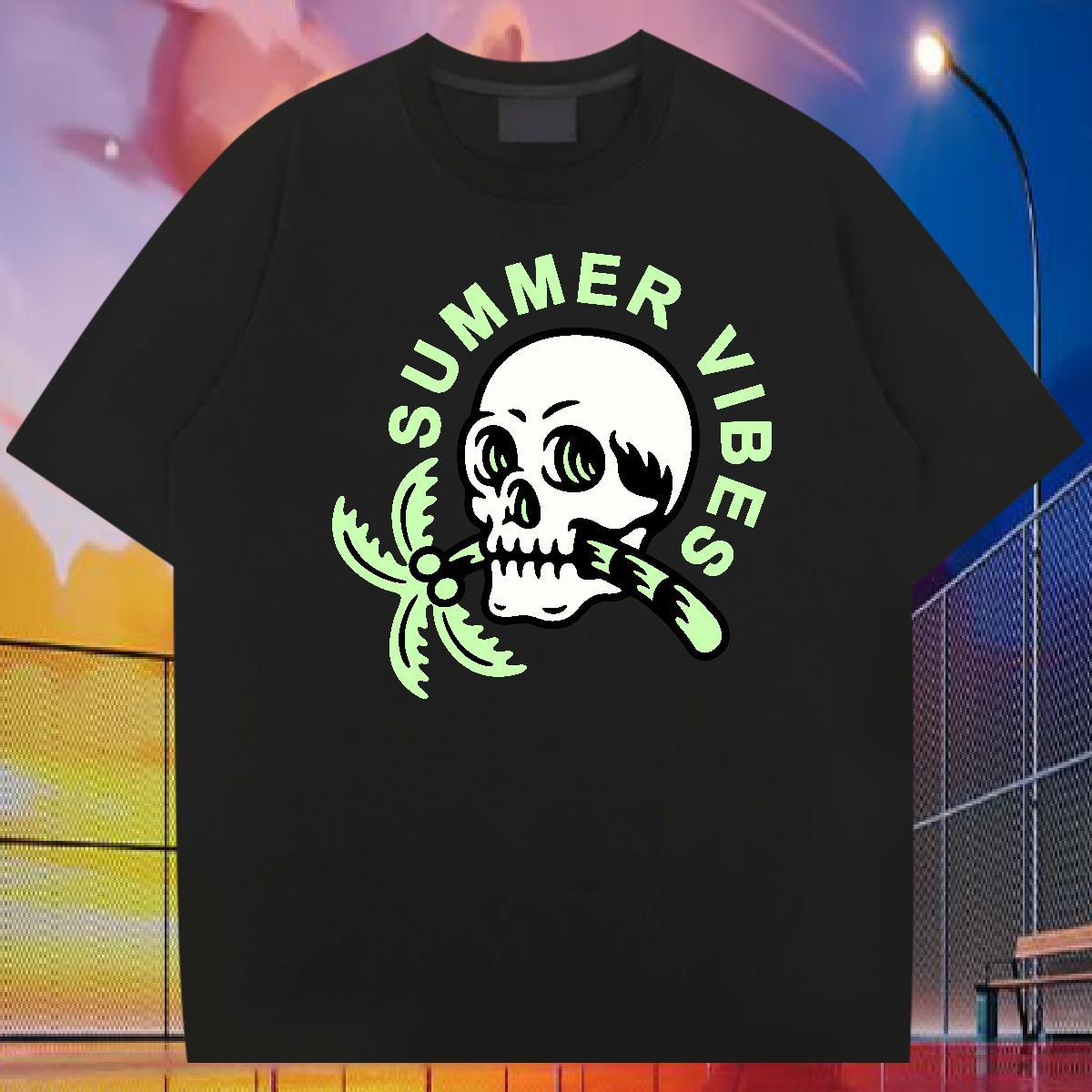 High Quality Men T Shirts 230g 100% Cotton skull Street Custom Printing Breathable Soft Tshirts 2024 New Tee Shirt