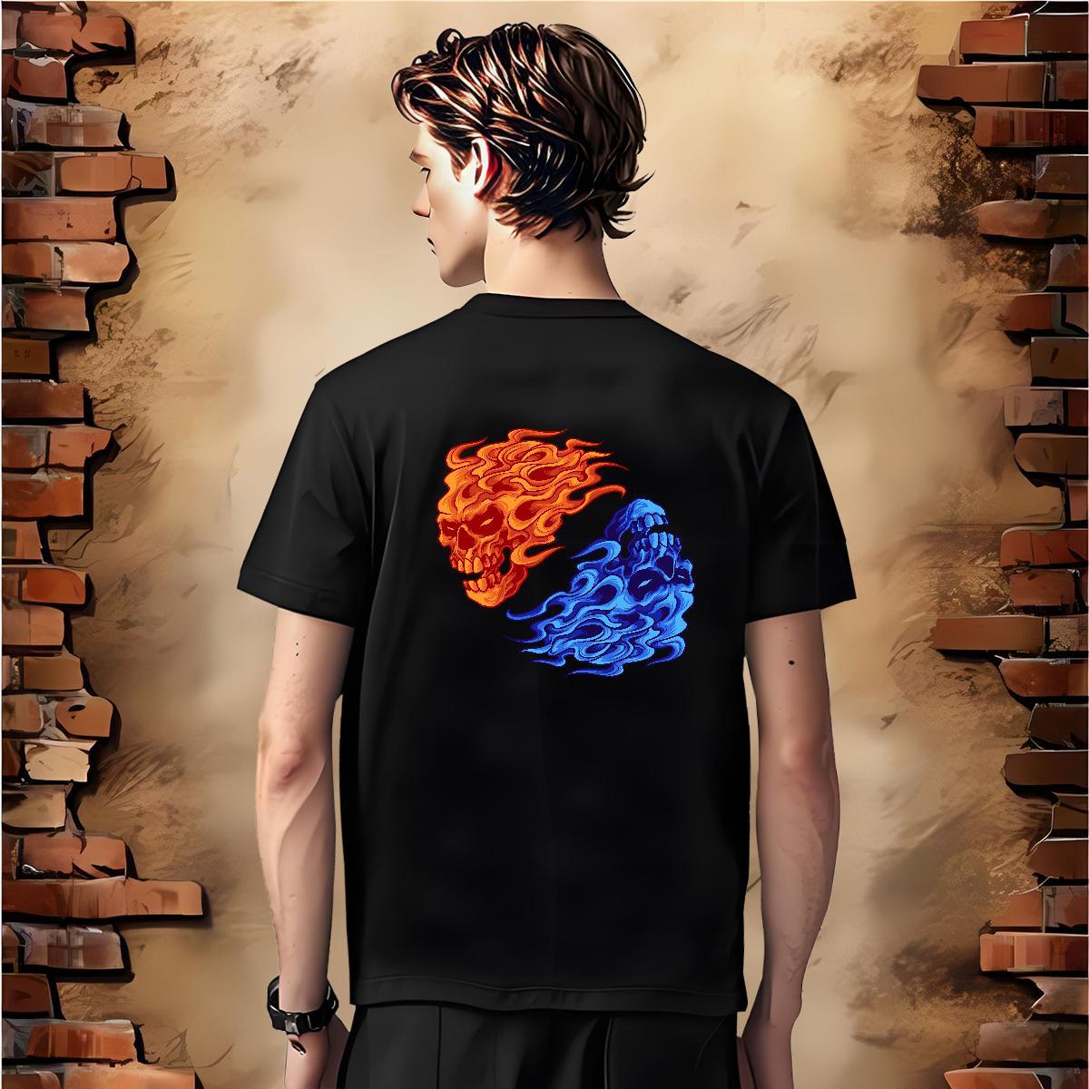 Wholesale Men T Shirts 230g 100% Cotton skull Street Asian Size Breathable Crew Neck Tshirt for Man Woman Fashion New Top Tees