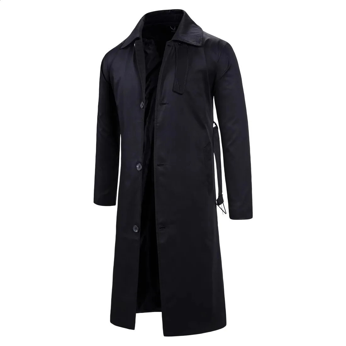 Autumn England Style Long Trench Men Cotton Solid Turn Down Collar Windbreaker Coats Male Smart Casual Single Breasted Outwear 240822