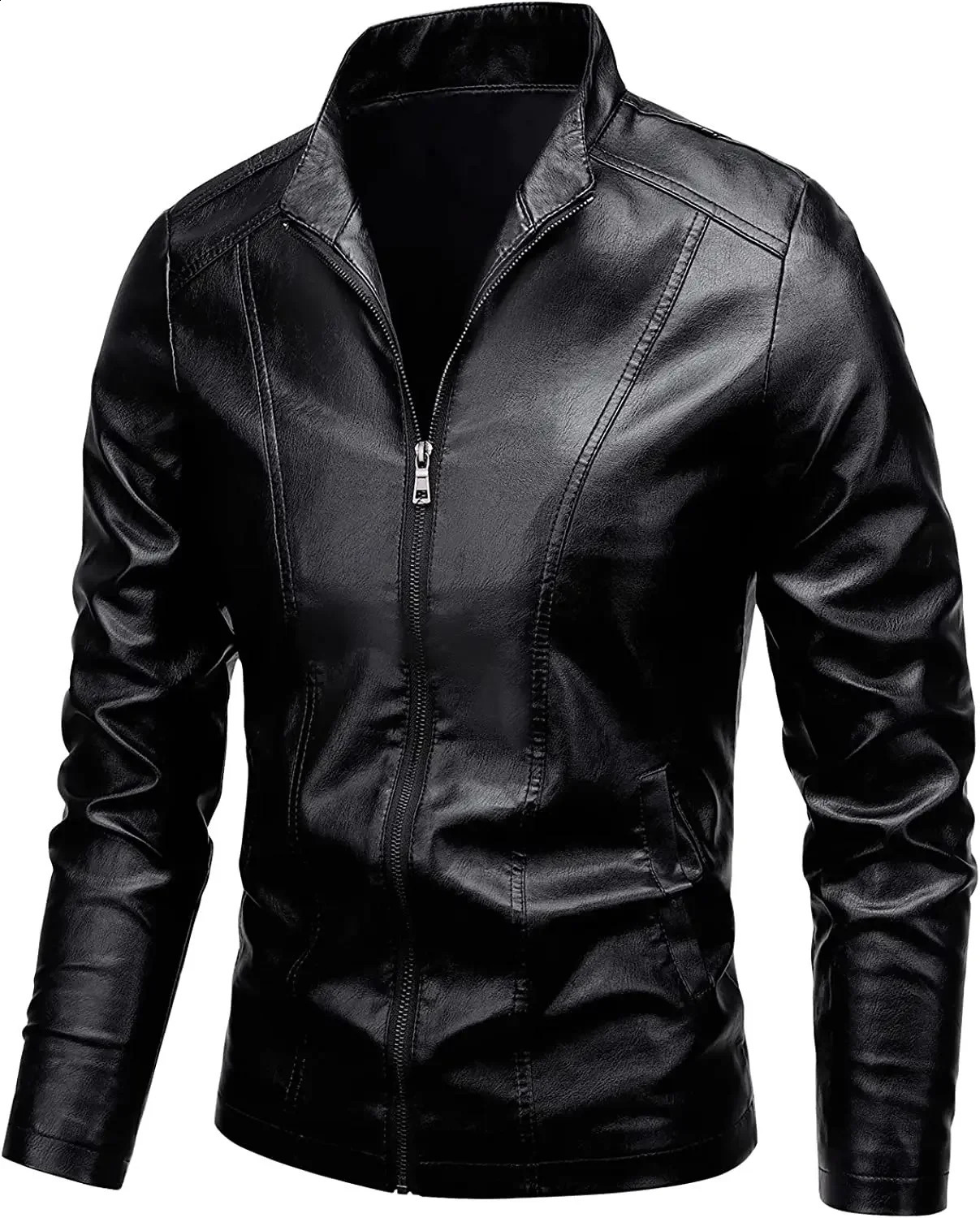 Mens PU Leather Jacket Motorcycle Biker Mens Jackets Outdoor Outwear Coats 5XL Plus Szie 240822