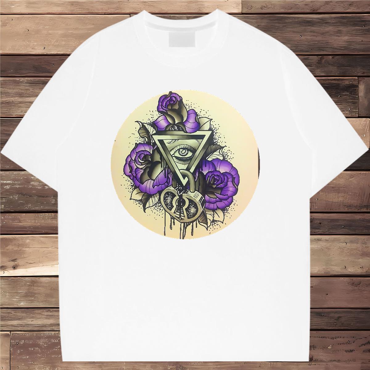 Cool Mens T Shirts 100% Cotton 230g eye of the devil Casual Beach DIY Printed Crew Neck Breathable Men Tshirts Fashion Designer Wear