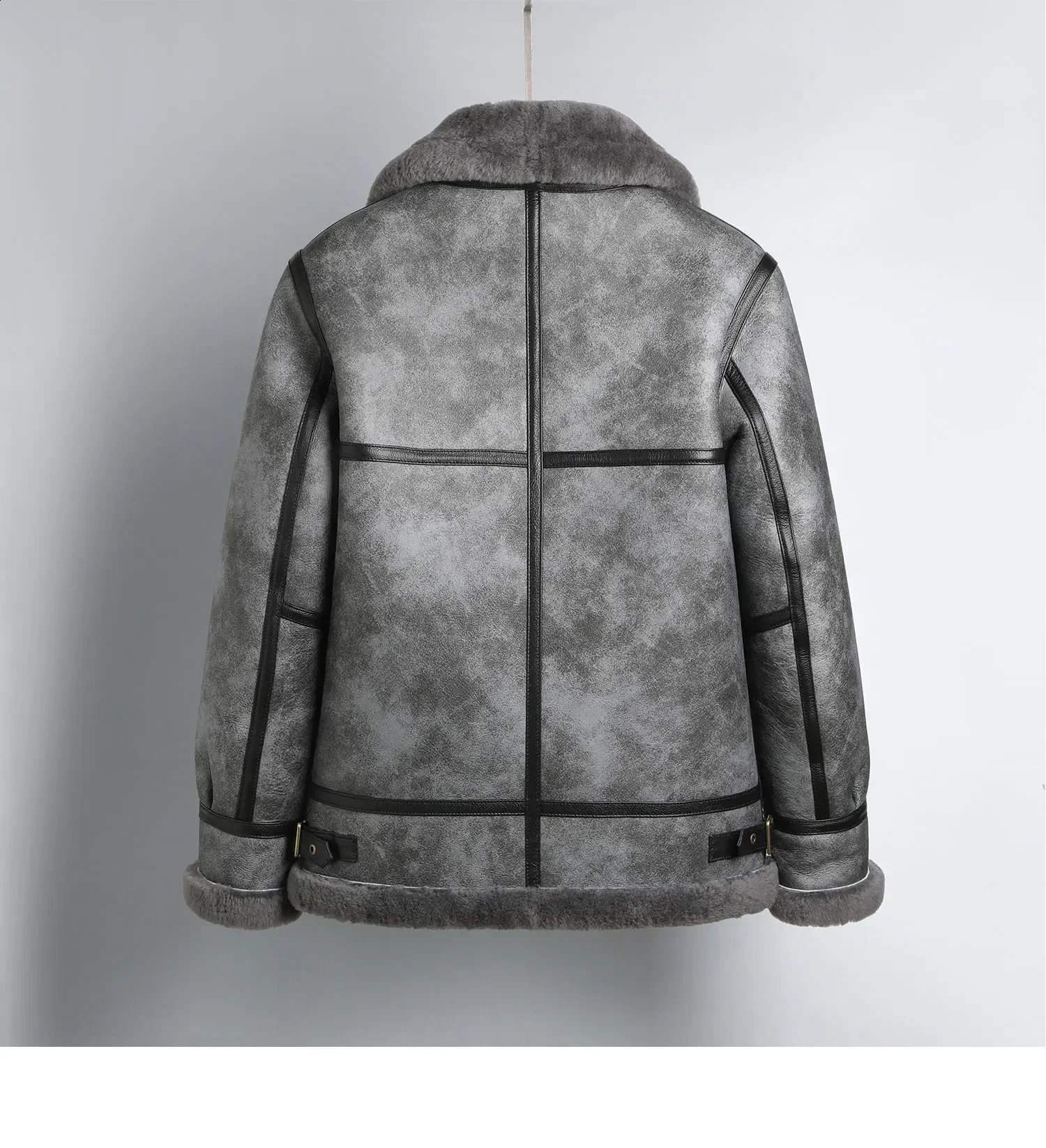 Grey B3 Original Natural Fur Coat Men Genuine Leather and Fur Clothing Mens Winter Coats and Jackets Male Hooded Warm Clothes F 240823