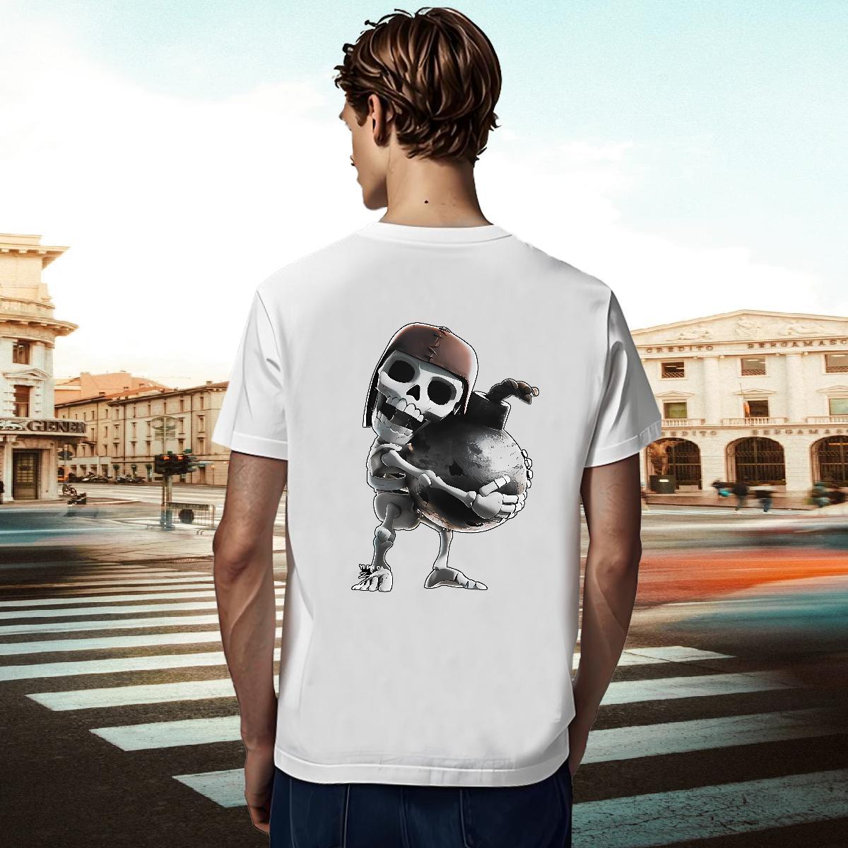 Cool T-Shirts 230g Pure Cotton skull Outdoor Asian Size Short Sleeve Soft Men Tshirts Factory Direct Tops