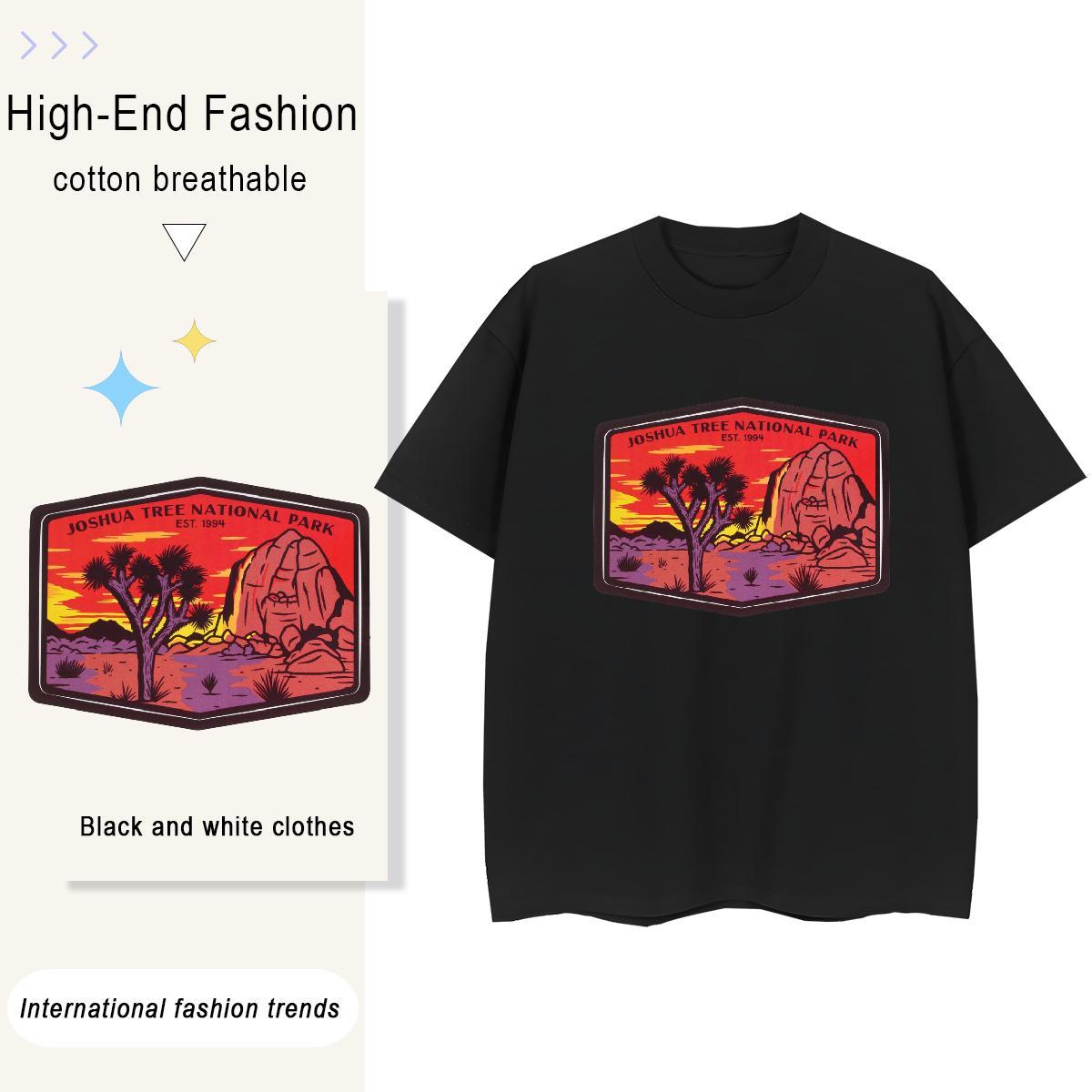 Loose Women Tshirts 230g Pure Cotton mountains Home Outdoor T shirt Crew Neck Customized Print Tees Shirts