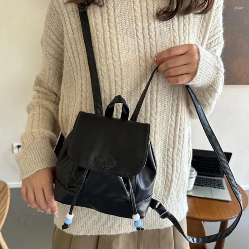Cute Retro PU Leather School Backpacks: Soft Handheld Zipper Shoulder Bag hot for Students, 2024